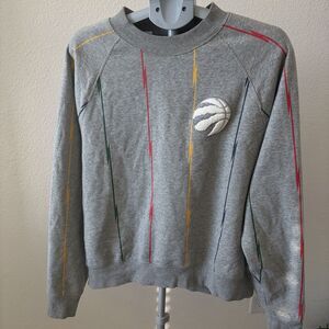 Toronto Raptors‎ NBA Crewneck Sweatshirt Unisex SM Gray Multicolor Striped 2021